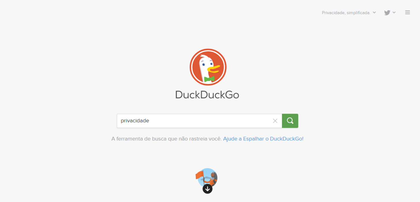 Tela de busca do DuckDuckGo